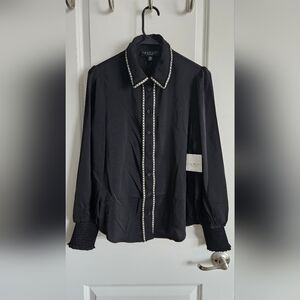 Laundry By Shelli Segal Black Bomber Jacket with Contrast Stitching